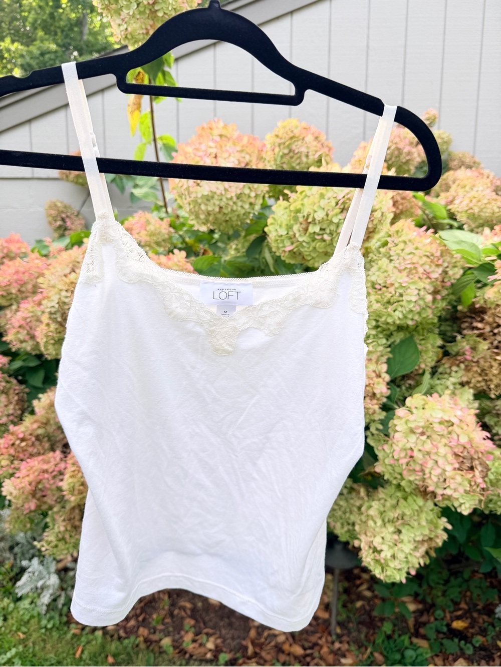 LOFT Cream Lace-Trim Camisole Tank